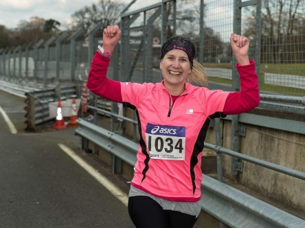 Gill celebrating end of marathon 