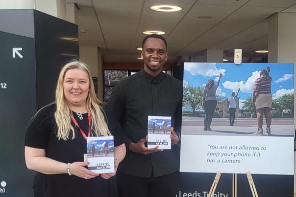 Director of Catholic Mission and Leeds Church Institute in Leeds Trinity University Atrium.