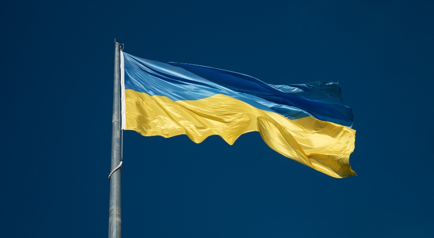 Image of the flag of Ukraine - horizontal bands of blue and yellow