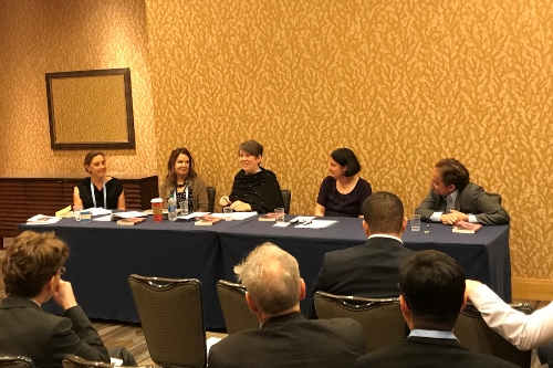 Professor Reverend Jane de Gay sits on a panel at the American Academy of Religion conference