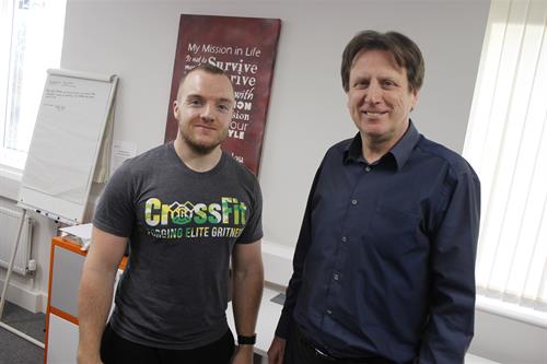Lee Newburn and Phil Williams in the Enterprise Centre on campus